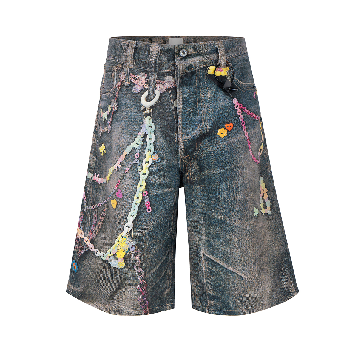 Street Fashion Jeans Men - 3D Candy Chain Print Baggy Jeans