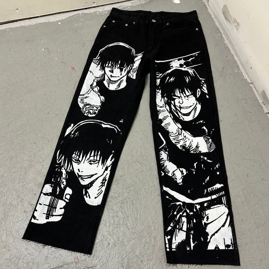 Street Fashion Jeans Men - Harajuku anime characters printing jean new