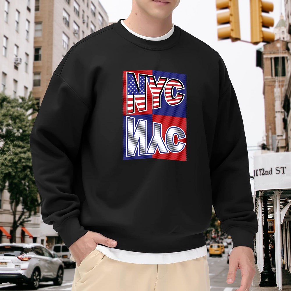 Street Fashion Nyc - Men's Black Crew Neck Pullover Sweatshirt