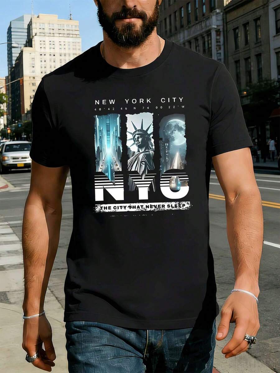 Street Fashion Nyc - NYC Statue Liberty Graphic Black Tee