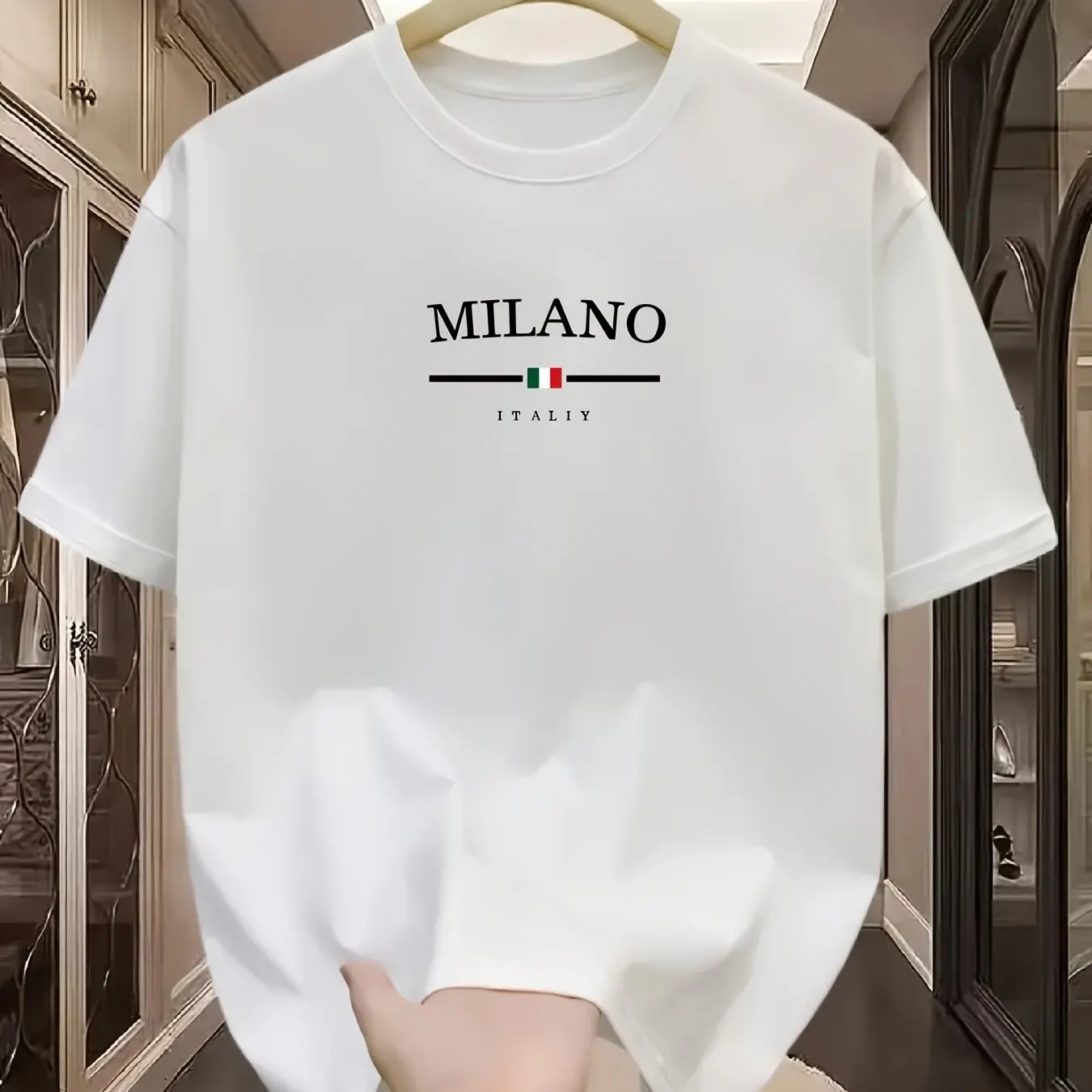 Men's 100% Pure Cotton T-Shirt - Street Fashion Milan 评论和价格