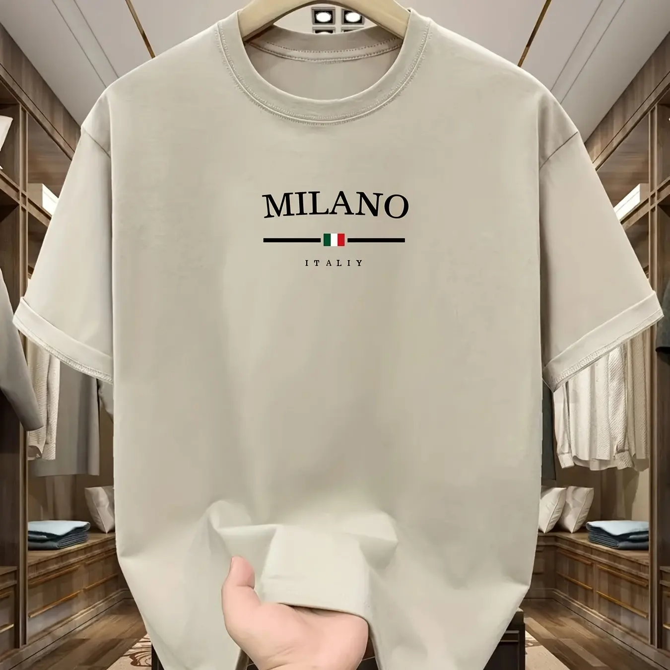 Men's 100% Pure Cotton T-Shirt - Street Fashion Milan 评论和价格