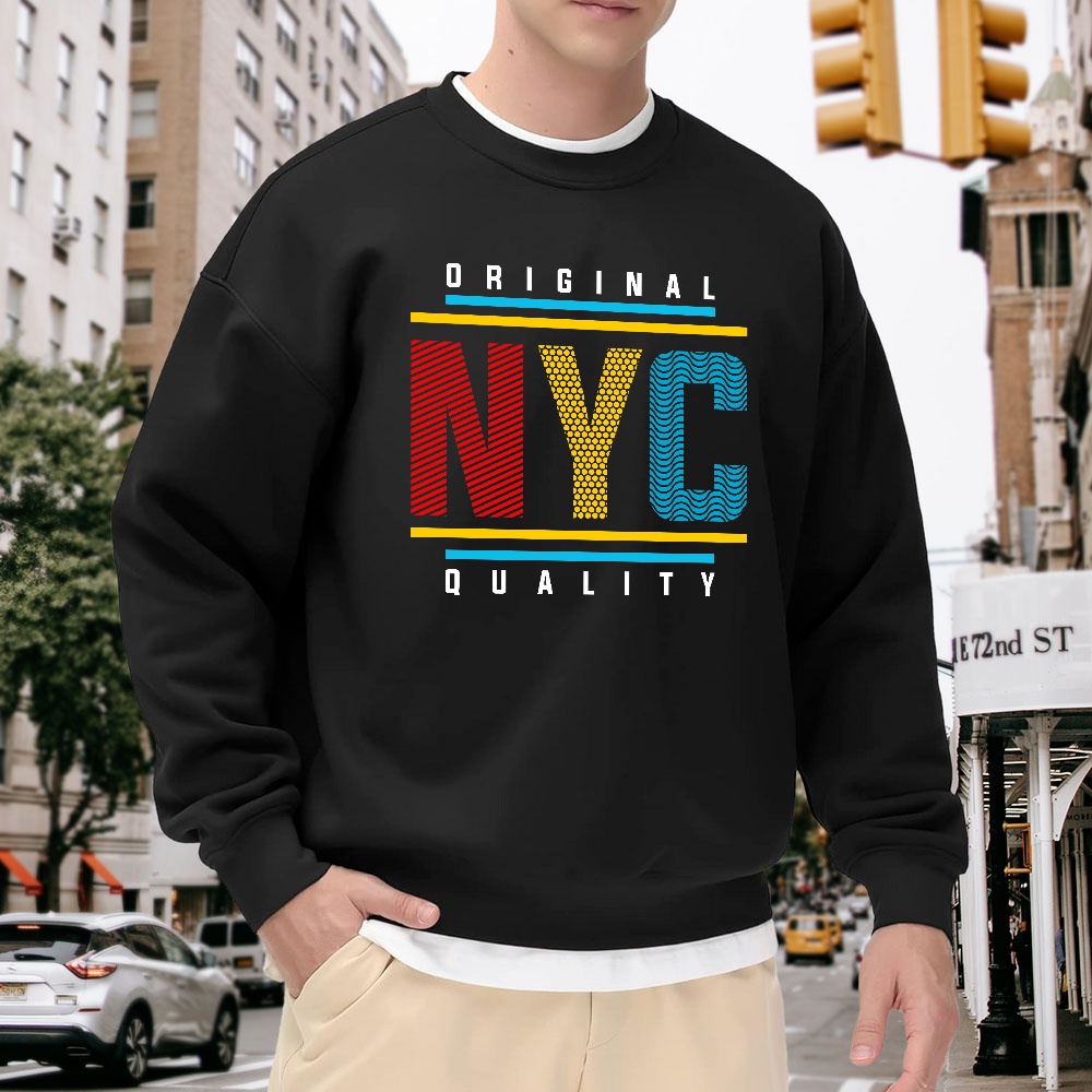 Men's Black Loose-Fitting Crew - Street Fashion Nyc 评论和价格