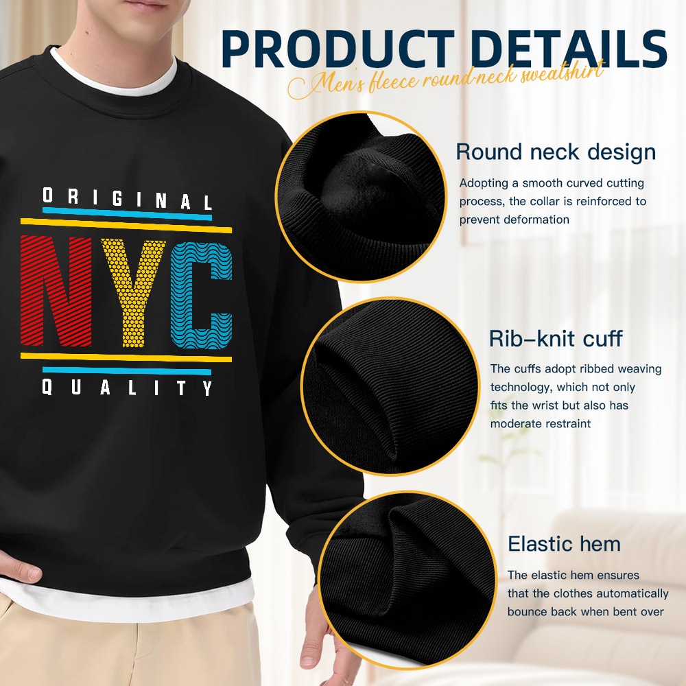 Men's Black Loose-Fitting Crew - Street Fashion Nyc 评论和价格