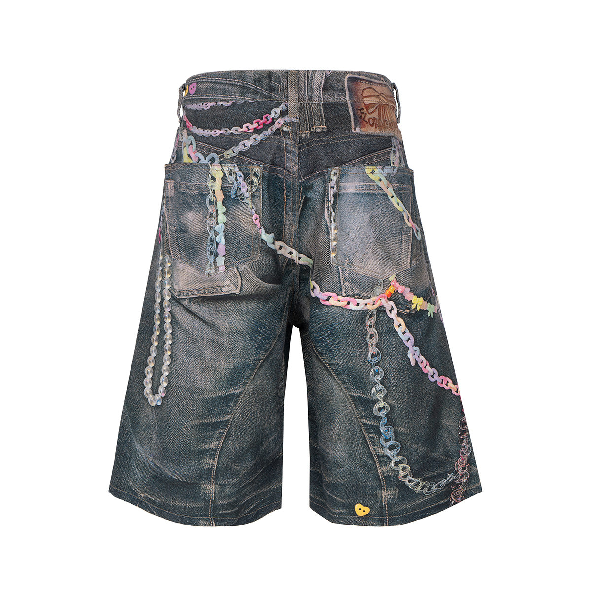 3D Candy Chain Print Baggy Jea - Street Fashion Jeans Men 评论和价格