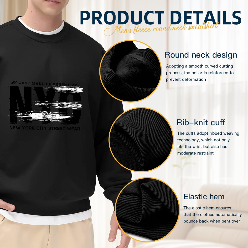 Men's Black Crew Neck Sweatshi - Street Fashion Nyc 评论和价格