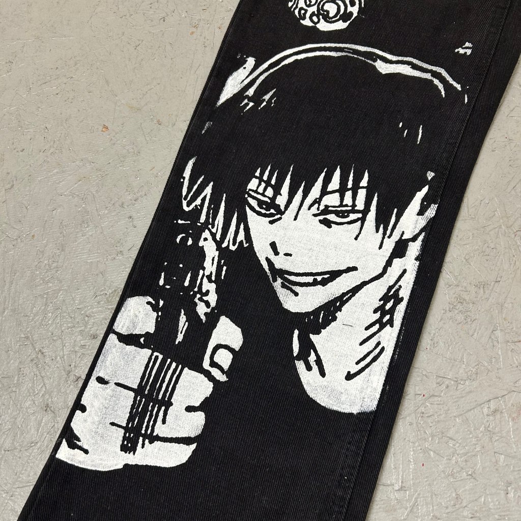 Harajuku anime characters prin - Street Fashion Jeans Men 评论和价格