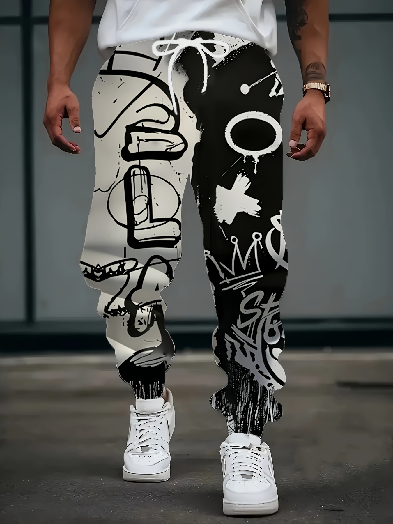 New Men's Fashion Autumn Lette - Street Fashion Graffiti 评论和价格