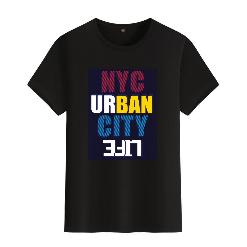 Men's Black Round-Neck Short-S - Street Fashion Nyc 评论和价格
