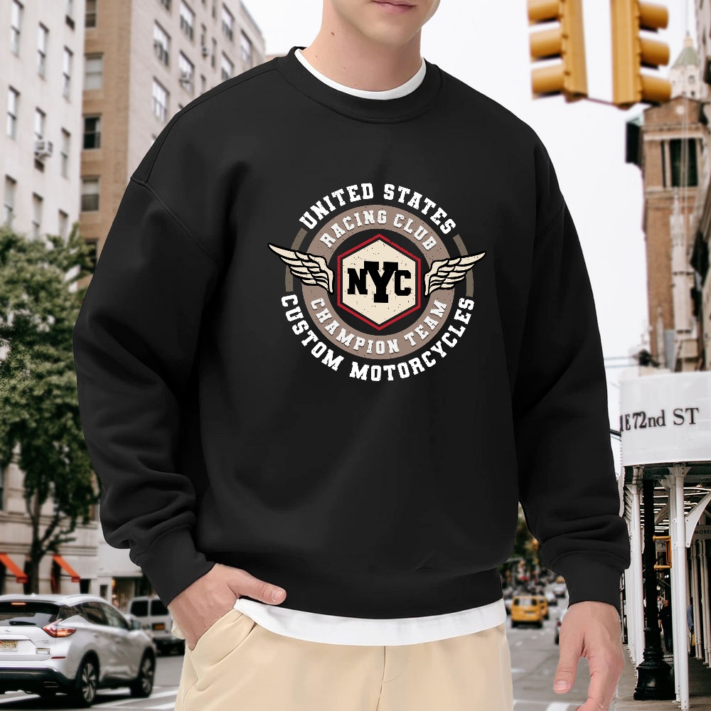Men's Black Crew Neck Sweatshi - Street Fashion Nyc 评论和价格