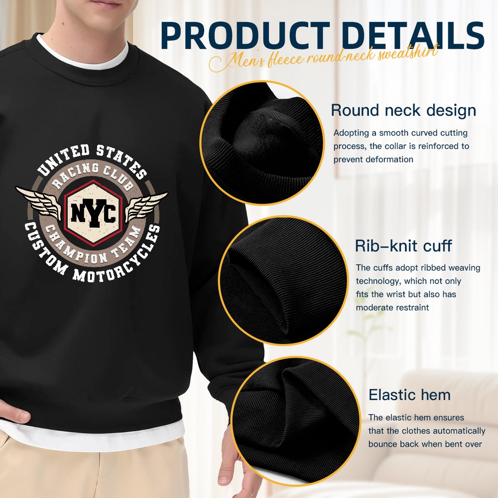 Men's Black Crew Neck Sweatshi - Street Fashion Nyc 评论和价格