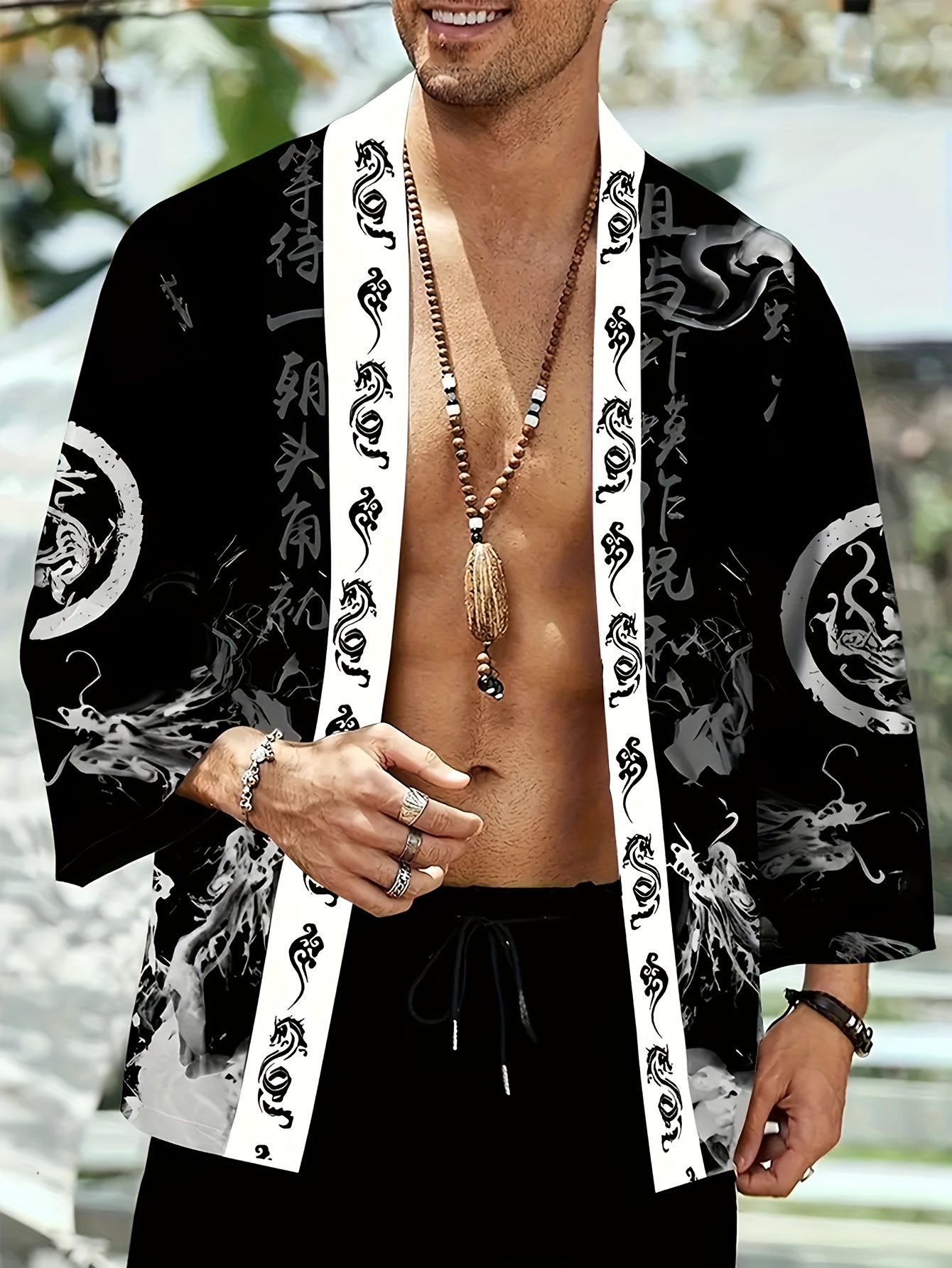 The 2026 summer new men's kimo - Street Fashion Kimono 评论和价格