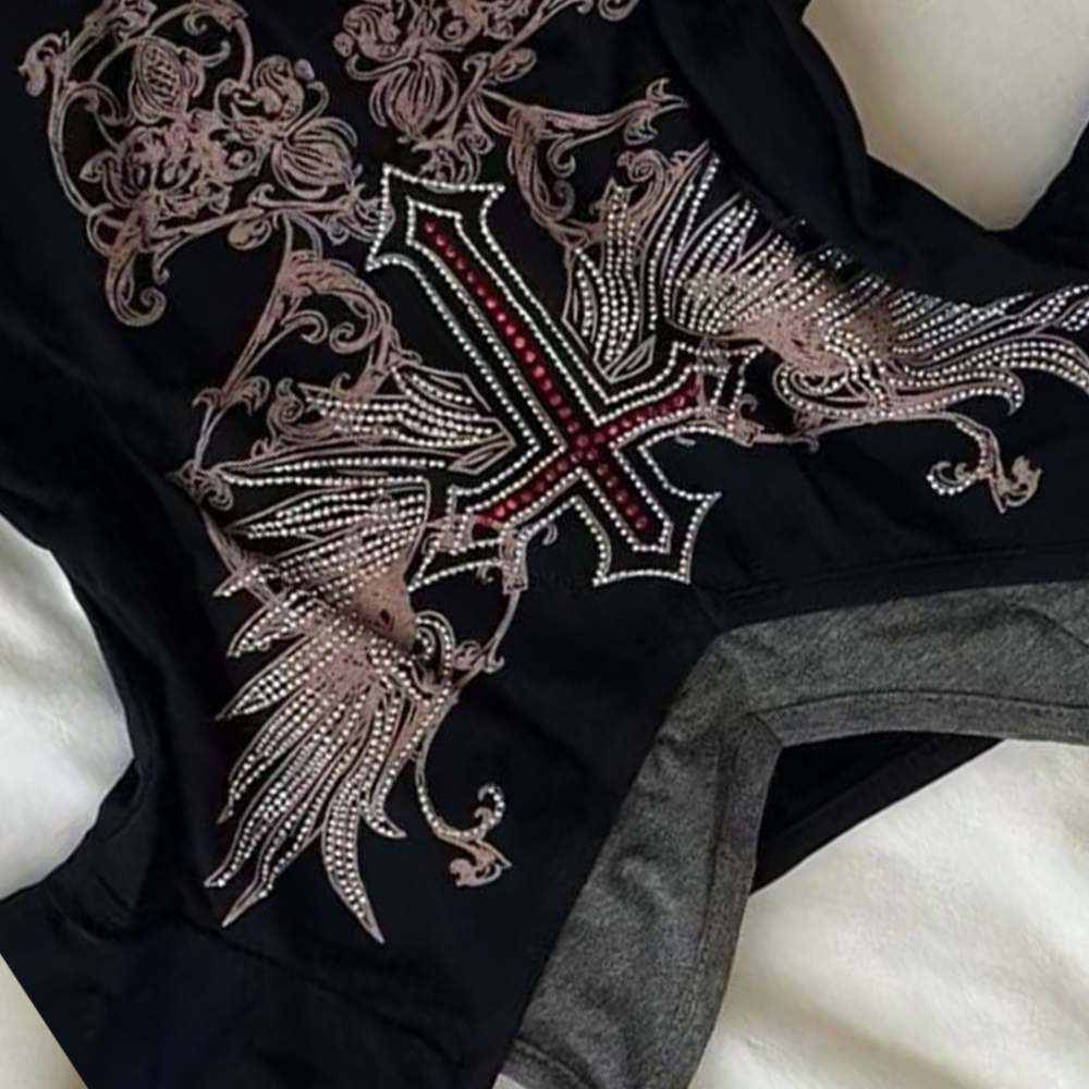 Y2K 90S Black Fake Two-Piece B - Girl Fashion Street 评论和价格