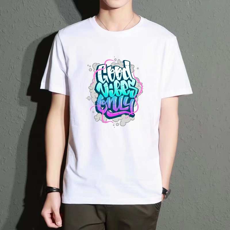 Men's Black Round-Neck Short-S - Street Fashion Graffiti 评论和价格
