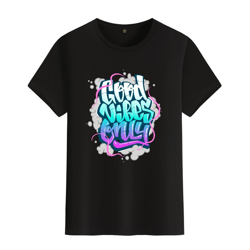 Men's Black Round-Neck Short-S - Street Fashion Graffiti 评论和价格