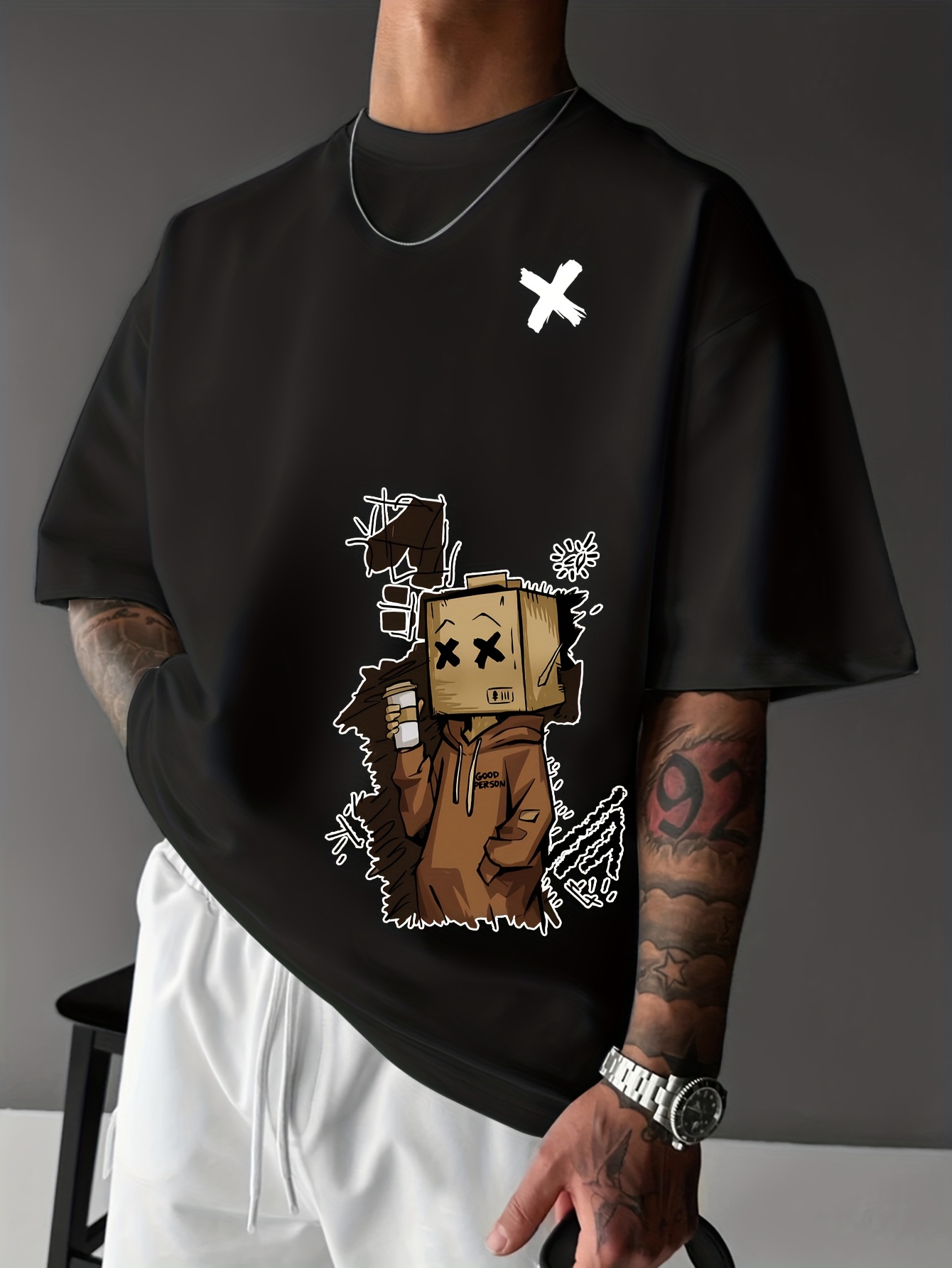Graphic Tees Men's Summer Tren - Street Fashion Graffiti 评论和价格