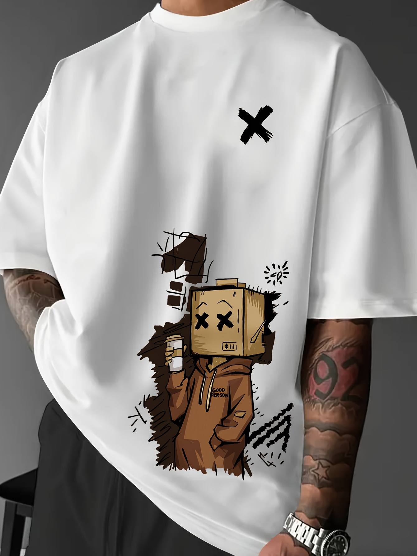 Graphic Tees Men's Summer Tren - Street Fashion Graffiti 评论和价格