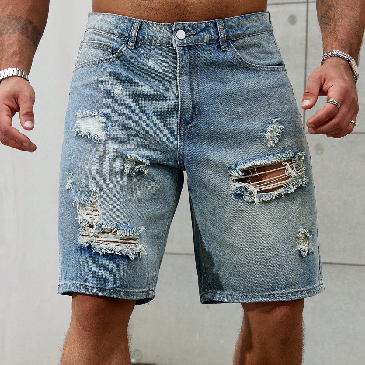 New Fashion Mens Ripped Short  - Street Fashion Jeans Men 评论和价格