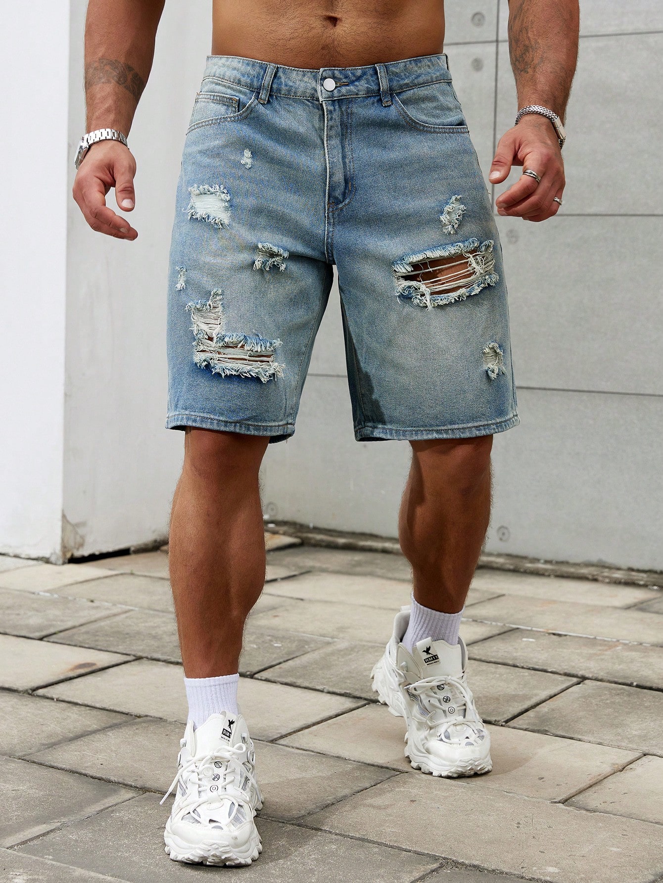 New Fashion Mens Ripped Short  - Street Fashion Jeans Men 评论和价格
