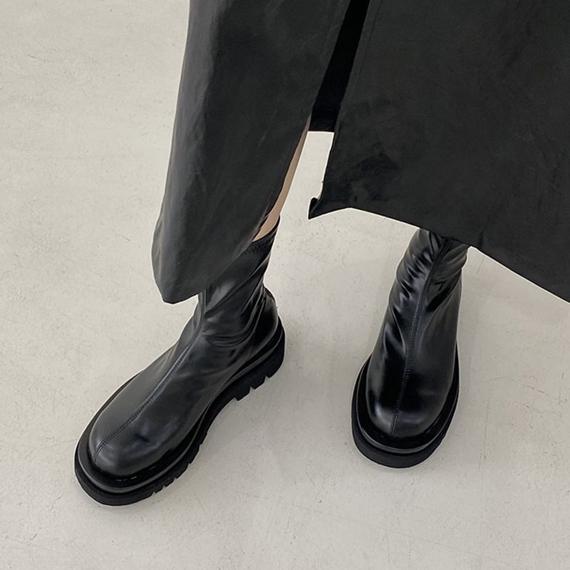 Chunky Heel Women Elastic Shor - Street Fashion Winter 2025 评论和价格