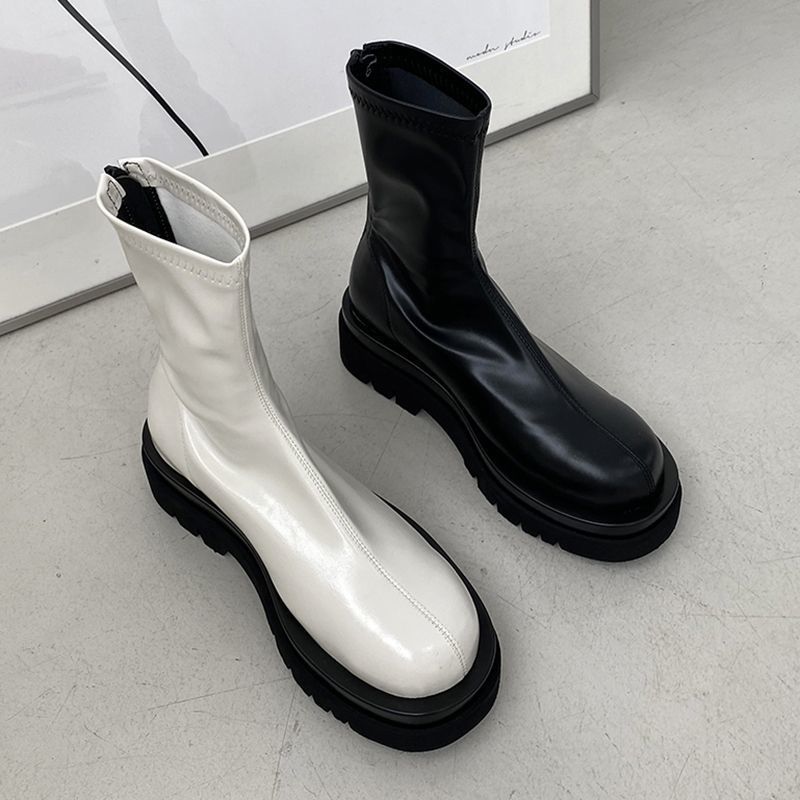 Chunky Heel Women Elastic Shor - Street Fashion Winter 2025 评论和价格