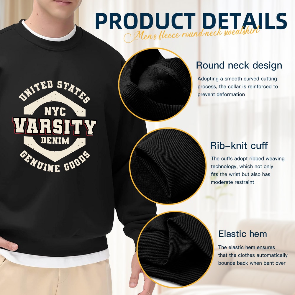 Men's Black Crew Neck Pullover - Street Fashion Nyc 评论和价格