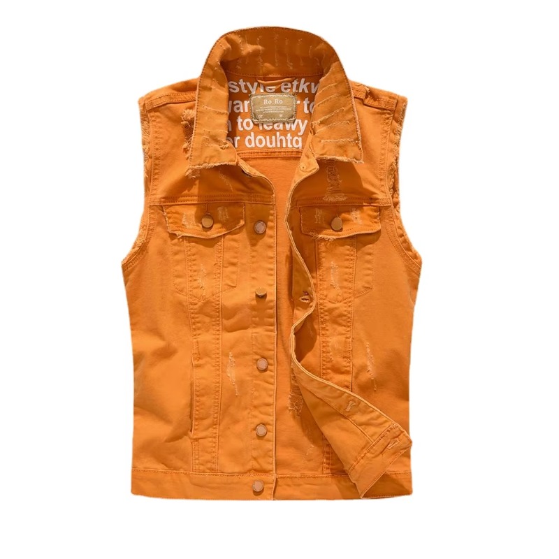 Men Slim Denim Vests Jackets W - Street Fashion Jeans Men 评论和价格