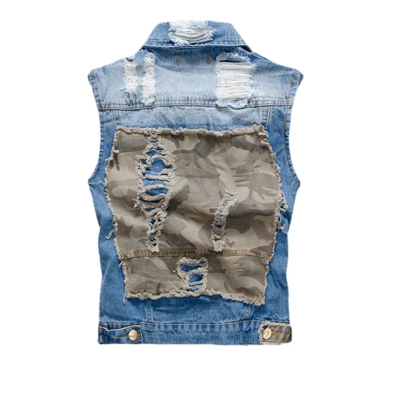 Men Slim Denim Vests Jackets W - Street Fashion Jeans Men 评论和价格