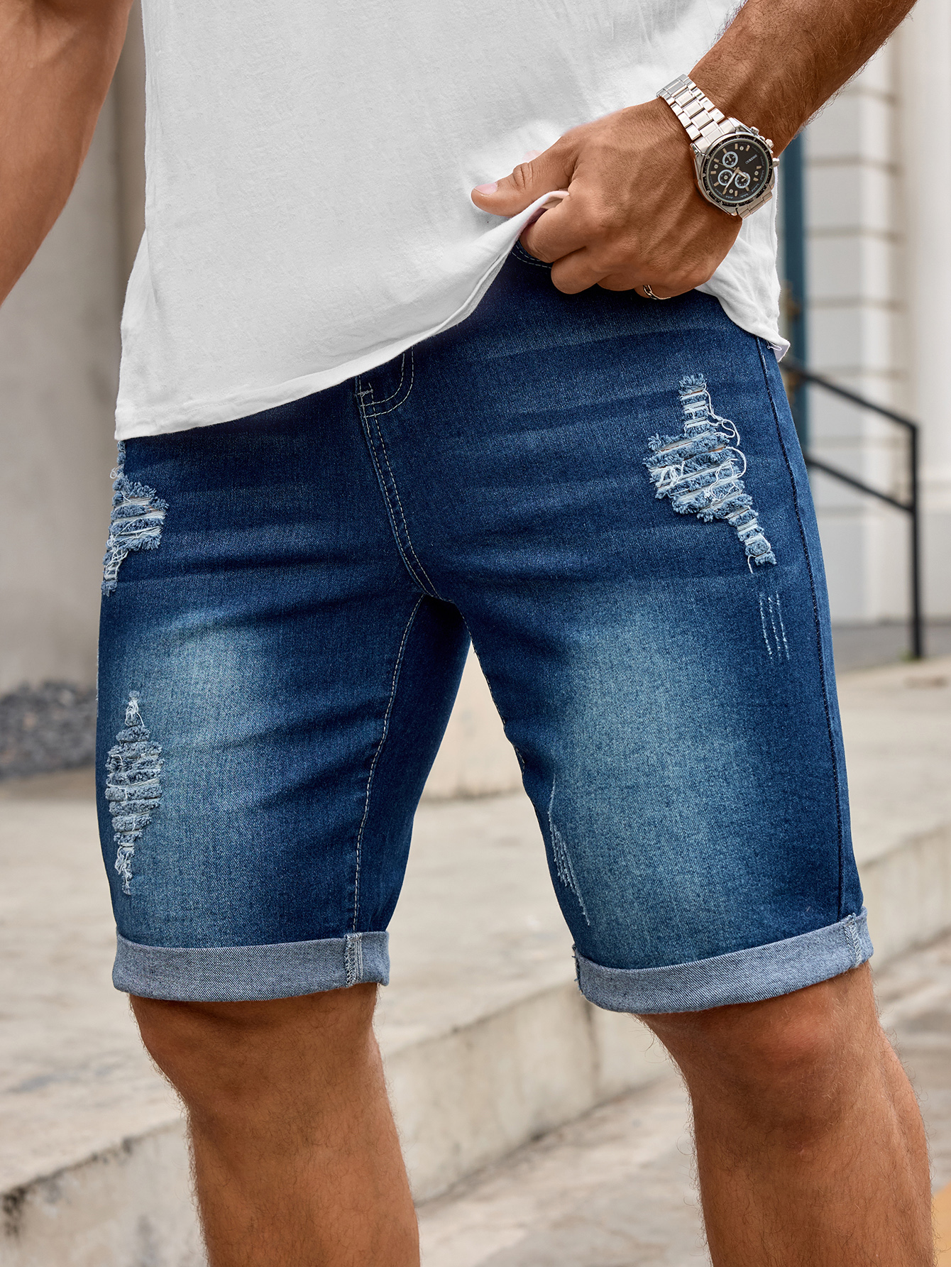 Men Denim Trousers Jeans Short - Street Fashion Jeans Men 评论和价格