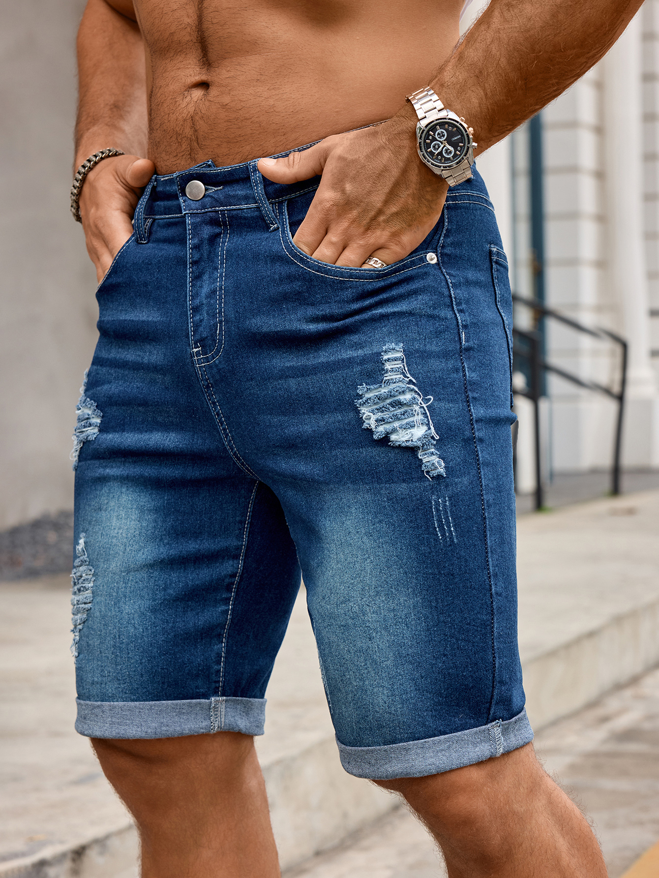 Men Denim Trousers Jeans Short - Street Fashion Jeans Men 评论和价格