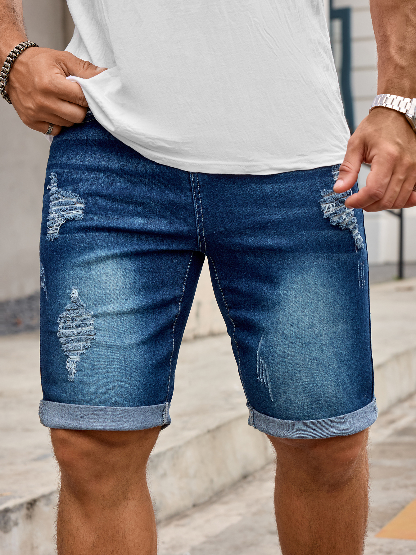 Men Denim Trousers Jeans Short - Street Fashion Jeans Men 评论和价格