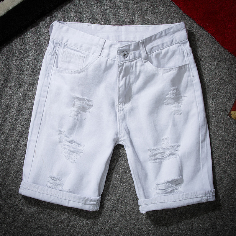 Men White Denim Shorts New Sum - Street Fashion Jeans Men 评论和价格