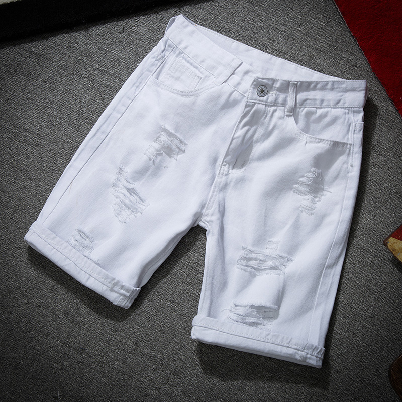 Men White Denim Shorts New Sum - Street Fashion Jeans Men 评论和价格