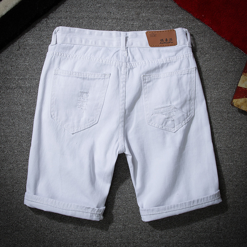 Men White Denim Shorts New Sum - Street Fashion Jeans Men 评论和价格