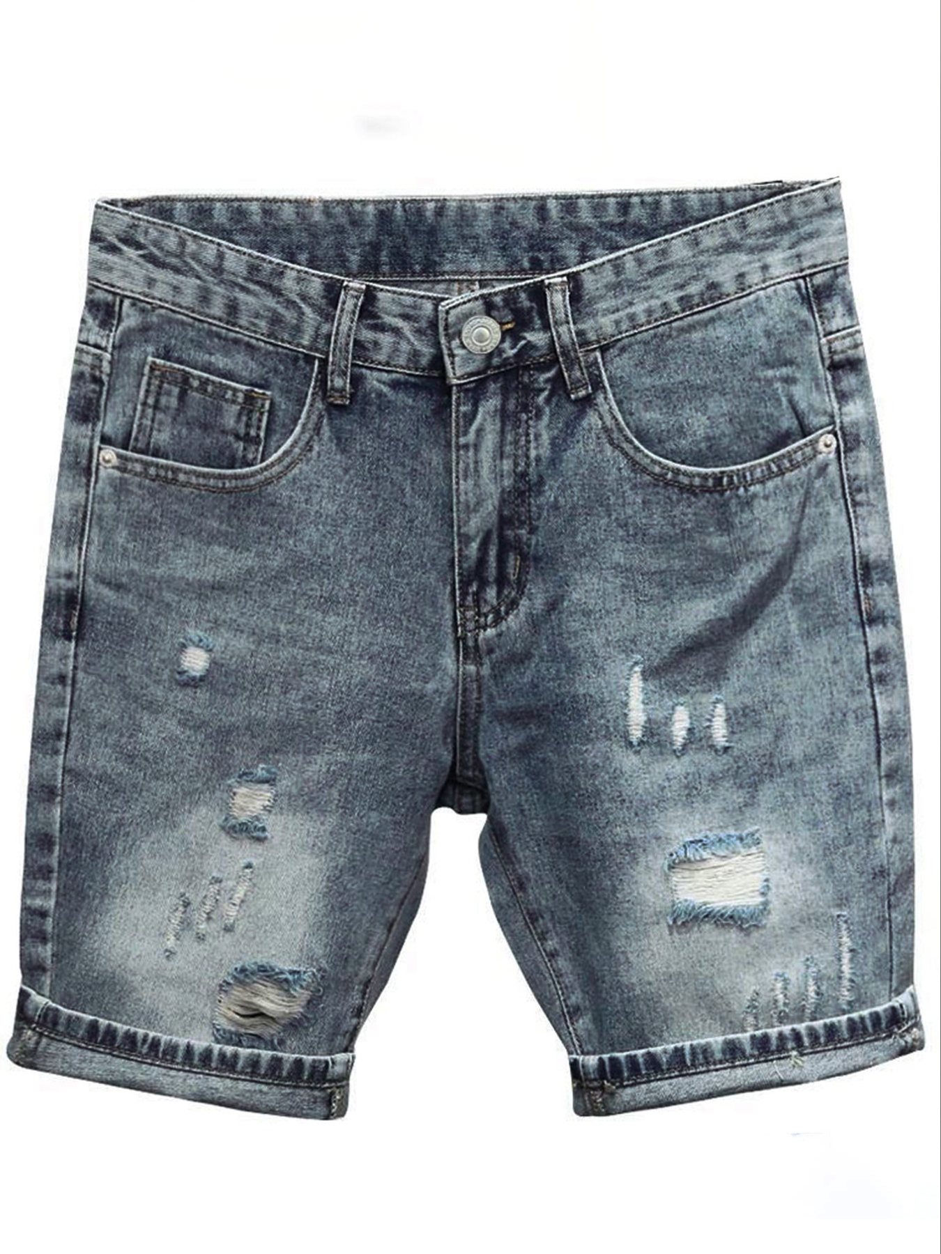 Light Blue Denim Shorts Men's  - Street Fashion Jeans Men 评论和价格