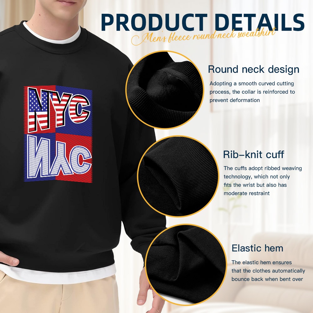 Men's Black Crew Neck Pullover - Street Fashion Nyc 评论和价格