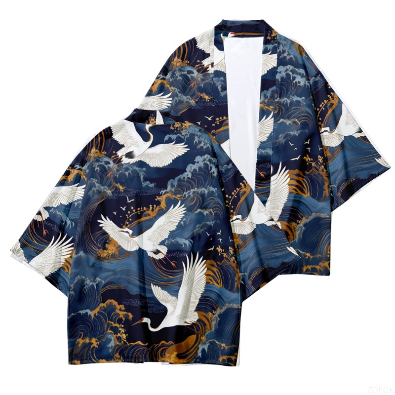 Summer Beach Fashion Crane Wav - Street Fashion Kimono 评论和价格