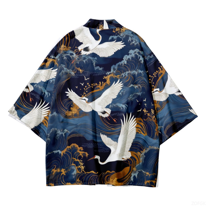 Summer Beach Fashion Crane Wav - Street Fashion Kimono 评论和价格