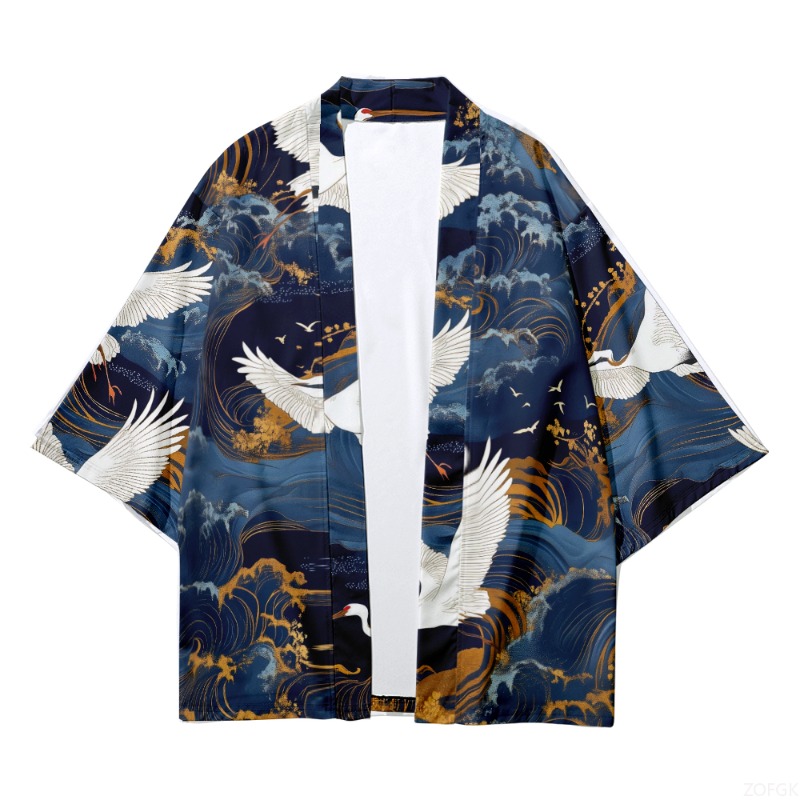 Summer Beach Fashion Crane Wav - Street Fashion Kimono 评论和价格