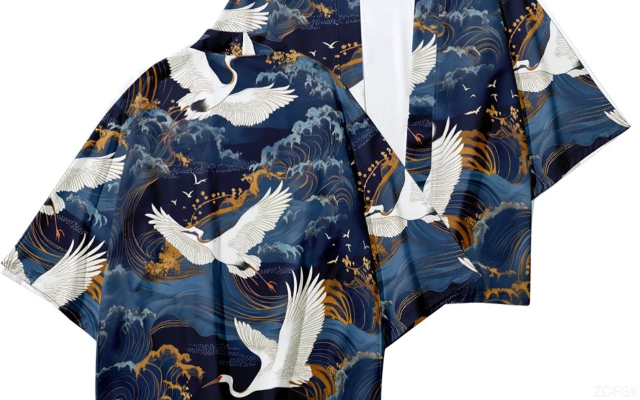 Summer Beach Fashion Crane Wav - Street Fashion Kimono 评论和价格