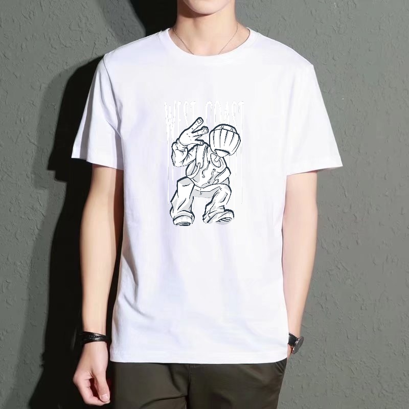 Men's Black Round-Neck Short-S - Street Fashion Graffiti 评论和价格