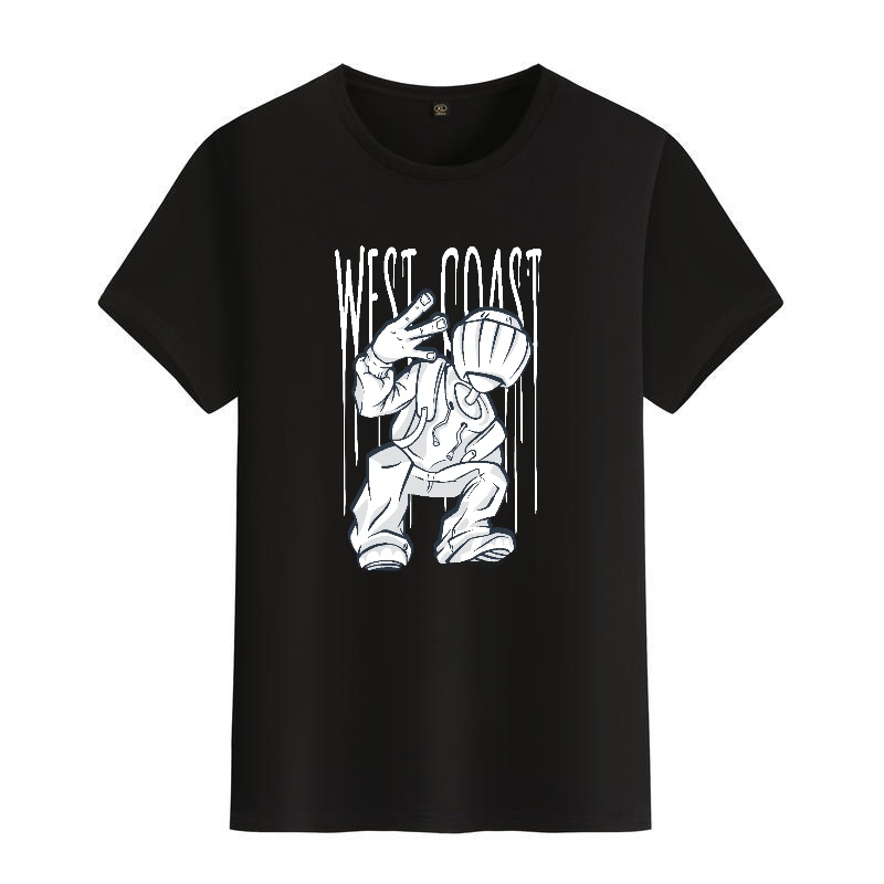 Men's Black Round-Neck Short-S - Street Fashion Graffiti 评论和价格