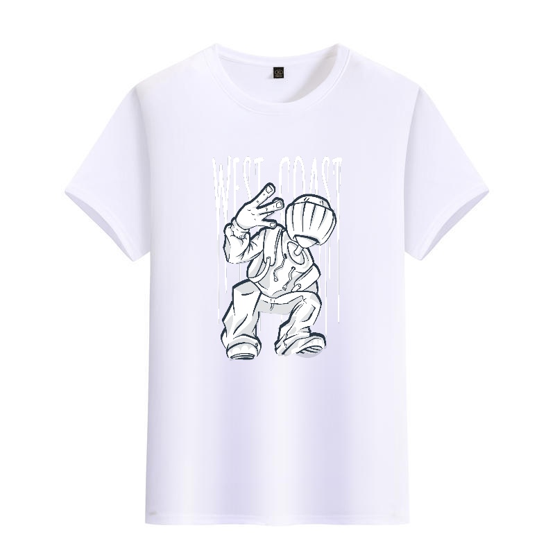 Men's Black Round-Neck Short-S - Street Fashion Graffiti 评论和价格