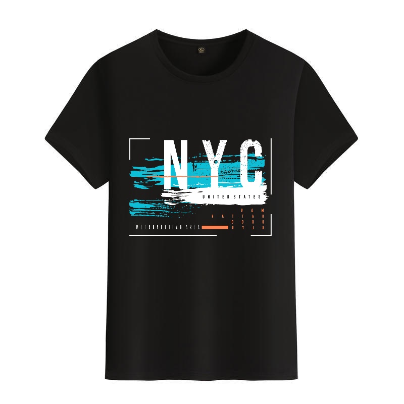 Men's Black Round-Neck Short-S - Street Fashion Nyc 评论和价格